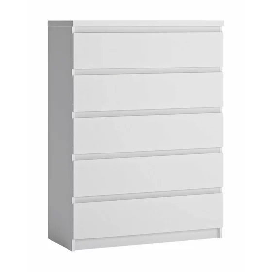 Comoda Fribo FRIK06 cu 5 Sertare, 82.8x40x113.9 h cm, Pal Melaminat, Alb Alpin picture - 1
