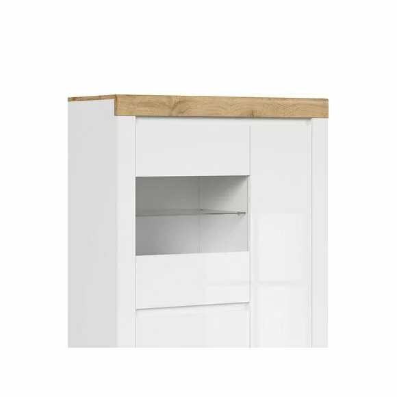 Comoda Holten 1V2D, 96x35.7x153 cm, Alb/Alb Lucios/Stejar Wotan picture - 3