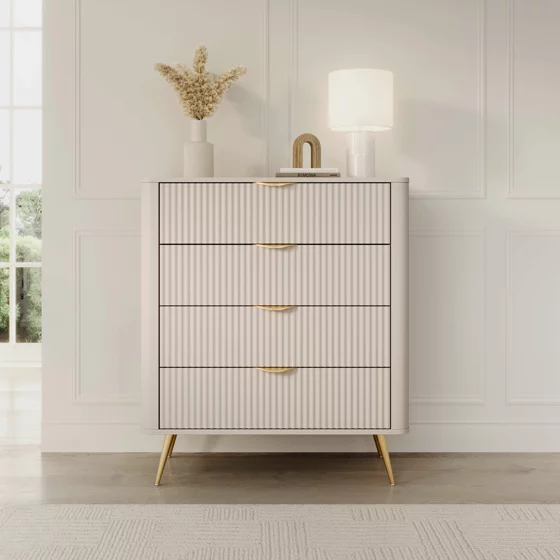 Comoda Lante 4 Sertare, 88.2x38x101.2 cm, MDF, Beige picture - 1