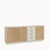 Comoda Mosano, 3 Usi si 4 Sertare, LUSK103, 200x40x87 h cm, MDF cu Riflaj, Stejar Cremona/Casmir picture - 1