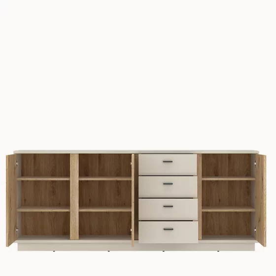 Comoda Mosano, 3 Usi si 4 Sertare, LUSK103, 200x40x87 h cm, MDF cu Riflaj, Stejar Cremona/Casmir picture - 2
