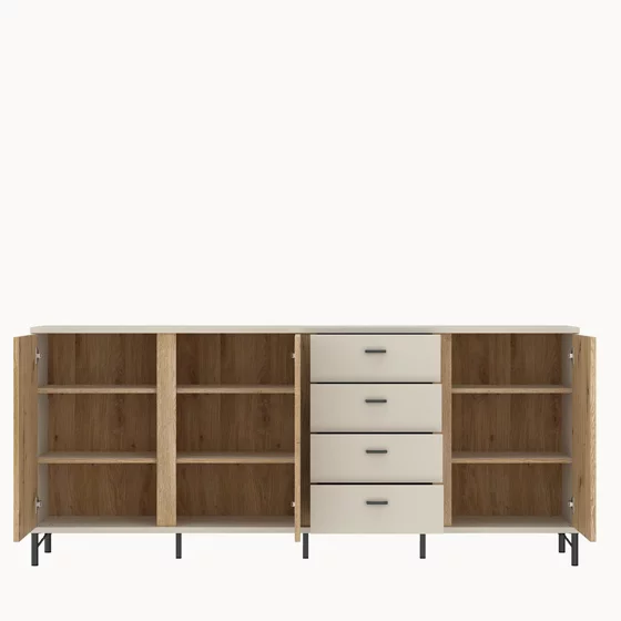 Comoda Mosano, 3 Usi si 4 Sertare, LUSK103, 200x40x87 h cm, MDF cu