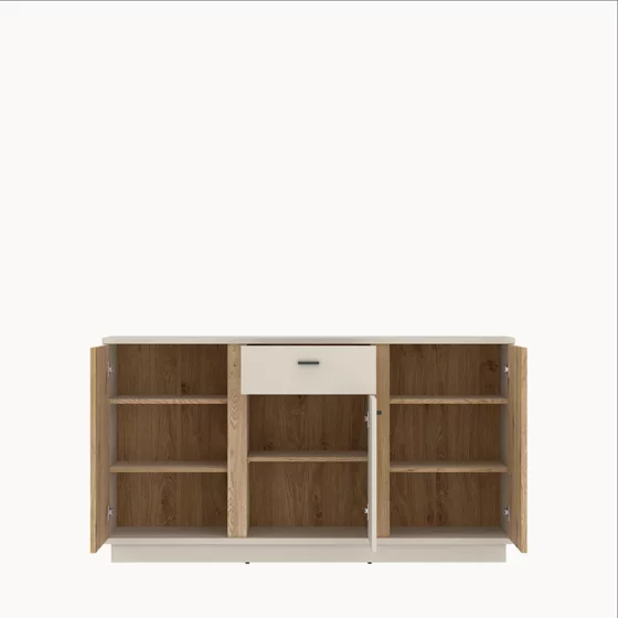 Comoda Mosano, 3 Usi si Sertar, LUSK101, 150x40x87 h cm, MDF cu Riflaj, Stejar Cremona/Casmir picture - 3