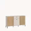 Comoda Mosano, 3 Usi si Sertar, LUSK101, 150x40x87 h cm, MDF cu Riflaj, Stejar Cremona/Casmir picture - 2