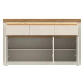 Comoda Naxxar NAXK02, 3 Usi + 3 Sertare, 149x39.6x89.3 h cm, Pal Melaminat/PVC, Stejar Piatra/Casmir