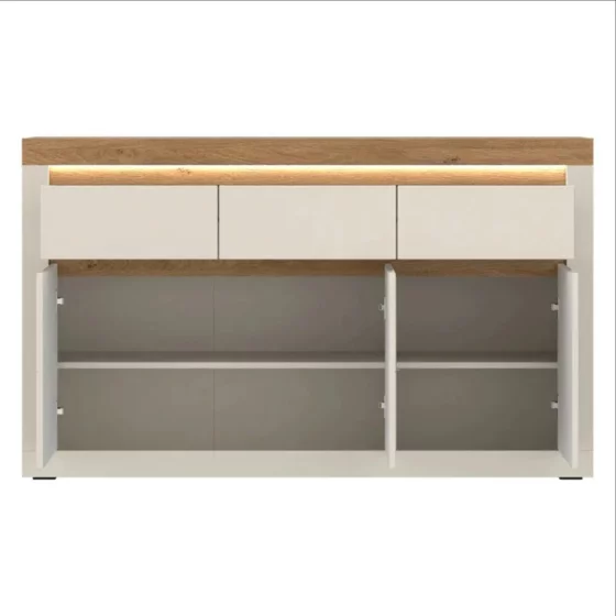 Comoda Naxxar NAXK02, 3 Usi + 3 Sertare, 149x39.6x89.3 h cm, Pal Melaminat/PVC, Stejar Piatra/Casmir picture - 2