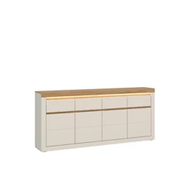 Comoda Naxxar NAXK03, 4 Usi + 4 Sertare, 194x39.6x89.3 h cm, Pal Melaminat/PVC, Stejar Piatra/Casmir