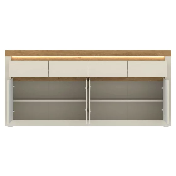 Comoda Naxxar NAXK03, 4 Usi + 4 Sertare, 194x39.6x89.3 h cm, Pal Melaminat/PVC, Stejar Piatra/Casmir picture - 2