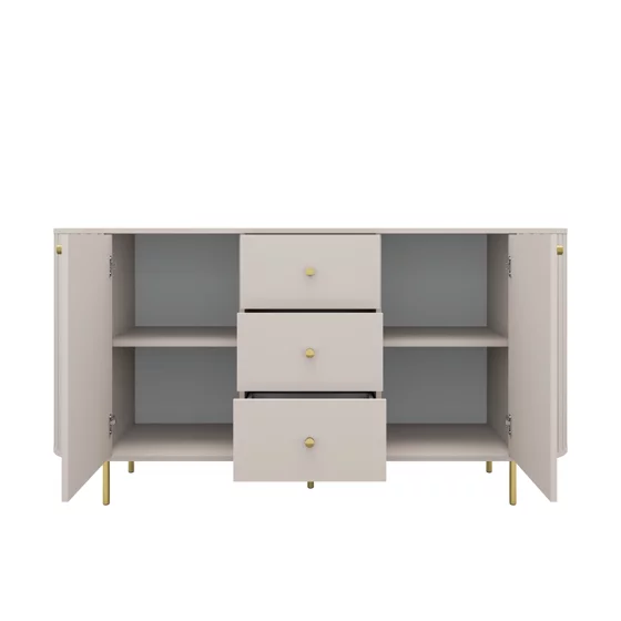 Comoda Ovalio 2 Usi si 3 Sertare, TYP 823,  164.6x42.3x85.4 h cm, Pal Melaminat/MDF, Beige Nisip picture - 4