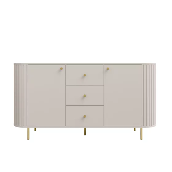 Comoda Ovalio 2 Usi si 3 Sertare, TYP 823,  164.6x42.3x85.4 h cm, Pal Melaminat/MDF, Beige Nisip picture - 2