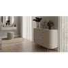 Comoda Ovalio 3 Sertate + Usa, TYP 813  123x42.3x85.4 h cm, Pal Melaminat/MDF, Beige Nisip picture - 5