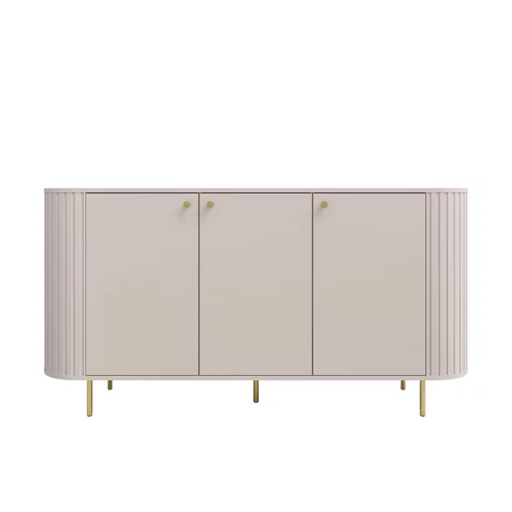 Comoda Ovalio 3 Usi, TYP 830,  164.6x42.3x85.4 h cm, Pal Melaminat/MDF, Beige Nisip picture - 2