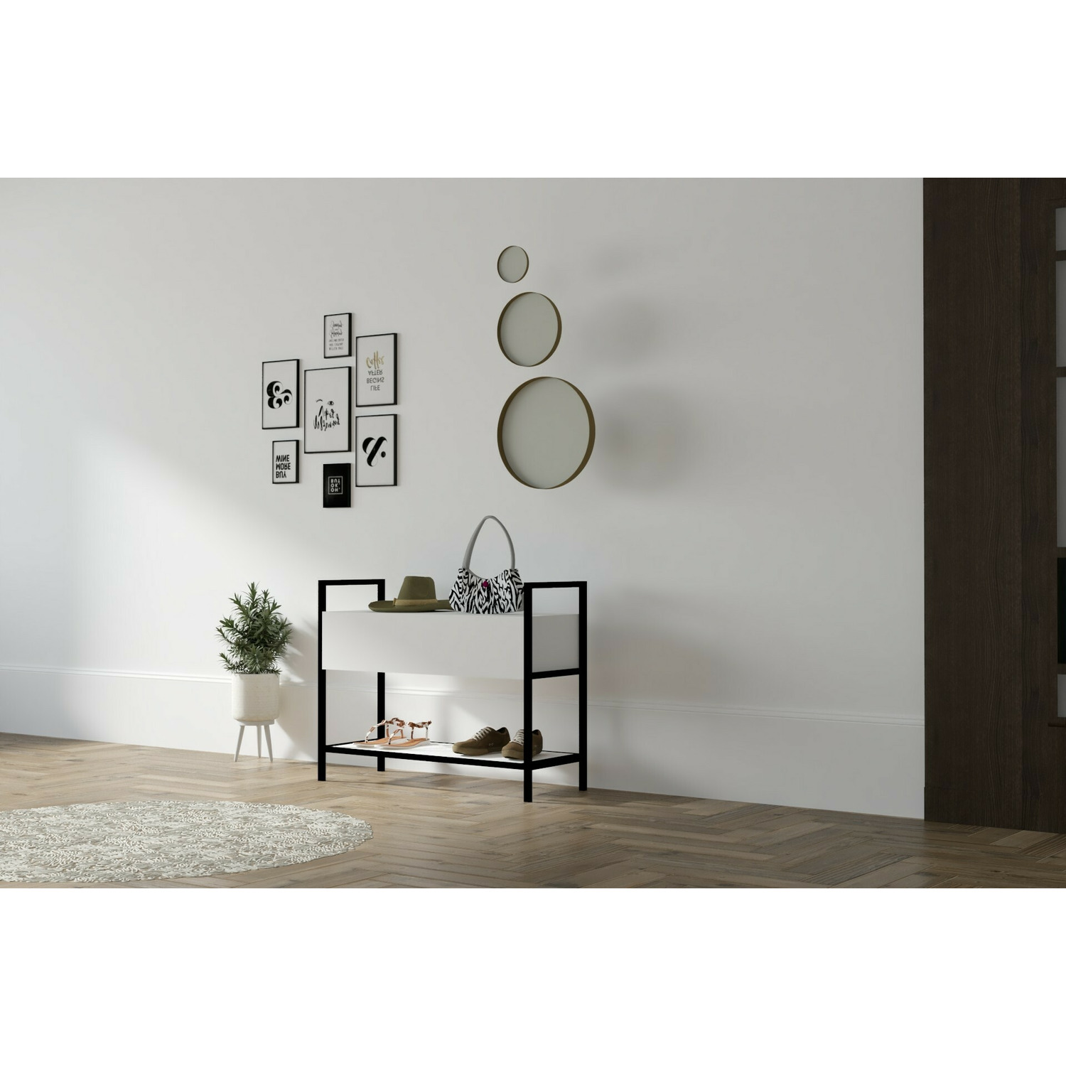 Comoda pantfoti narden, 90x34x70 cm - alba