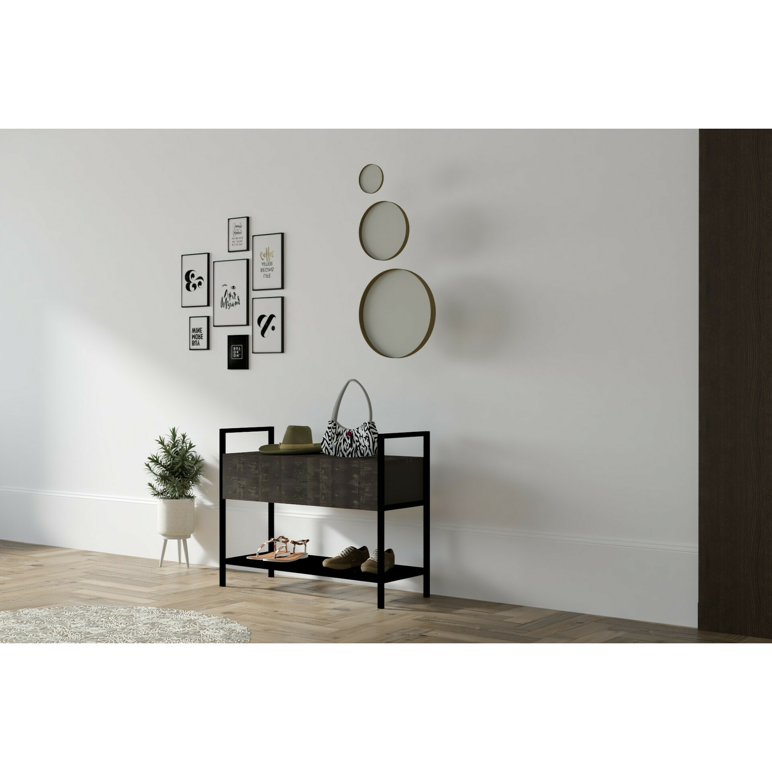 Comoda pantofi narden, 90x34x70 cm - antracit