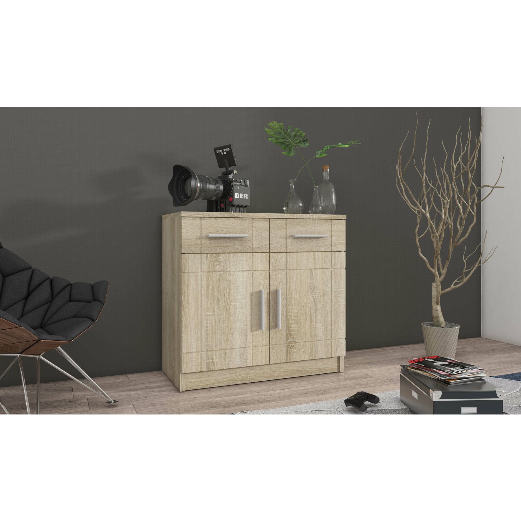 Comoda Paris 2 Usi 2 Sertare, 69x37x70 h cm - Kalenda