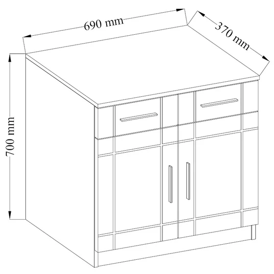 Comoda Paris 2 Usi 2 Sertare, 69x37x70 h cm picture - 4