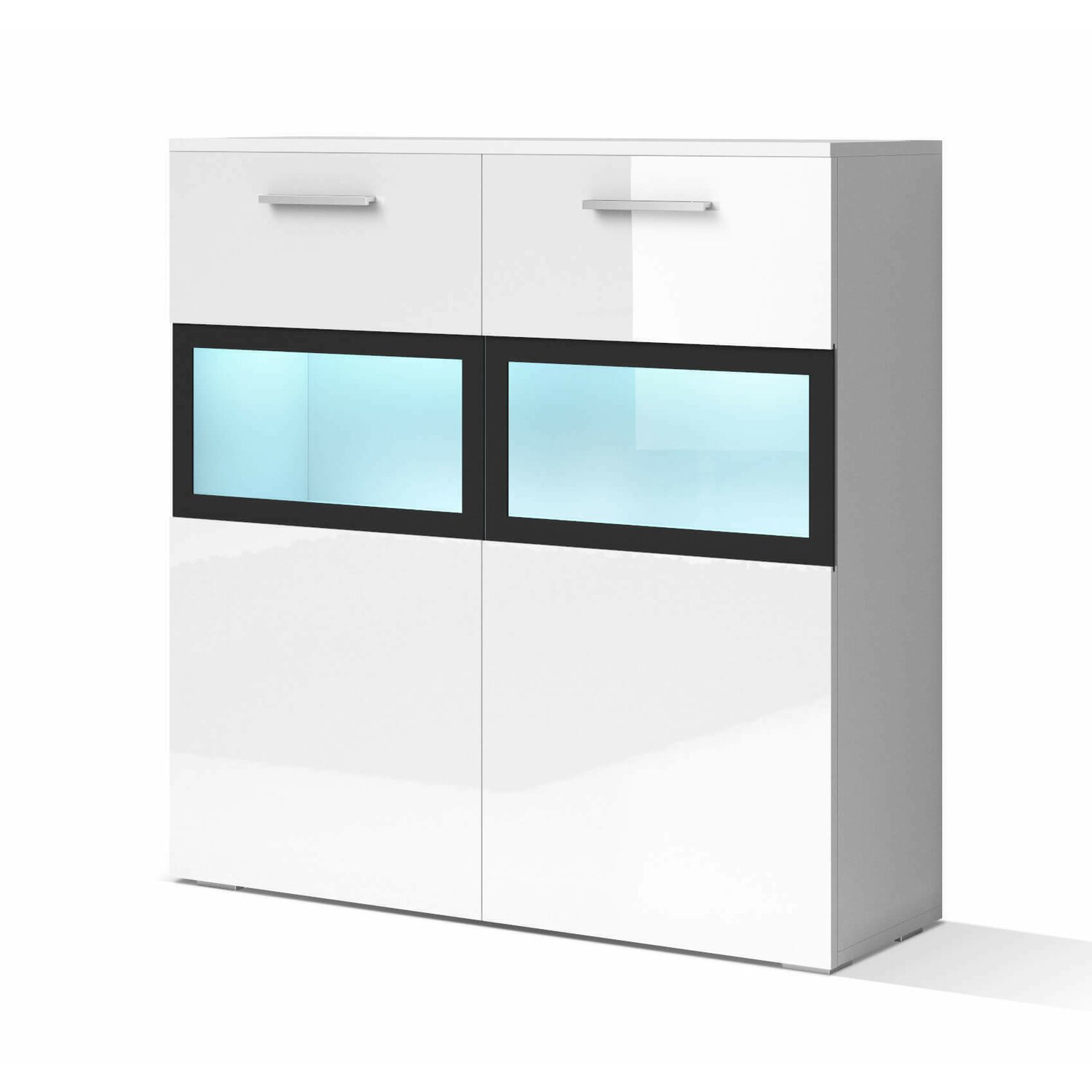 Comoda saga alb/alb lucios