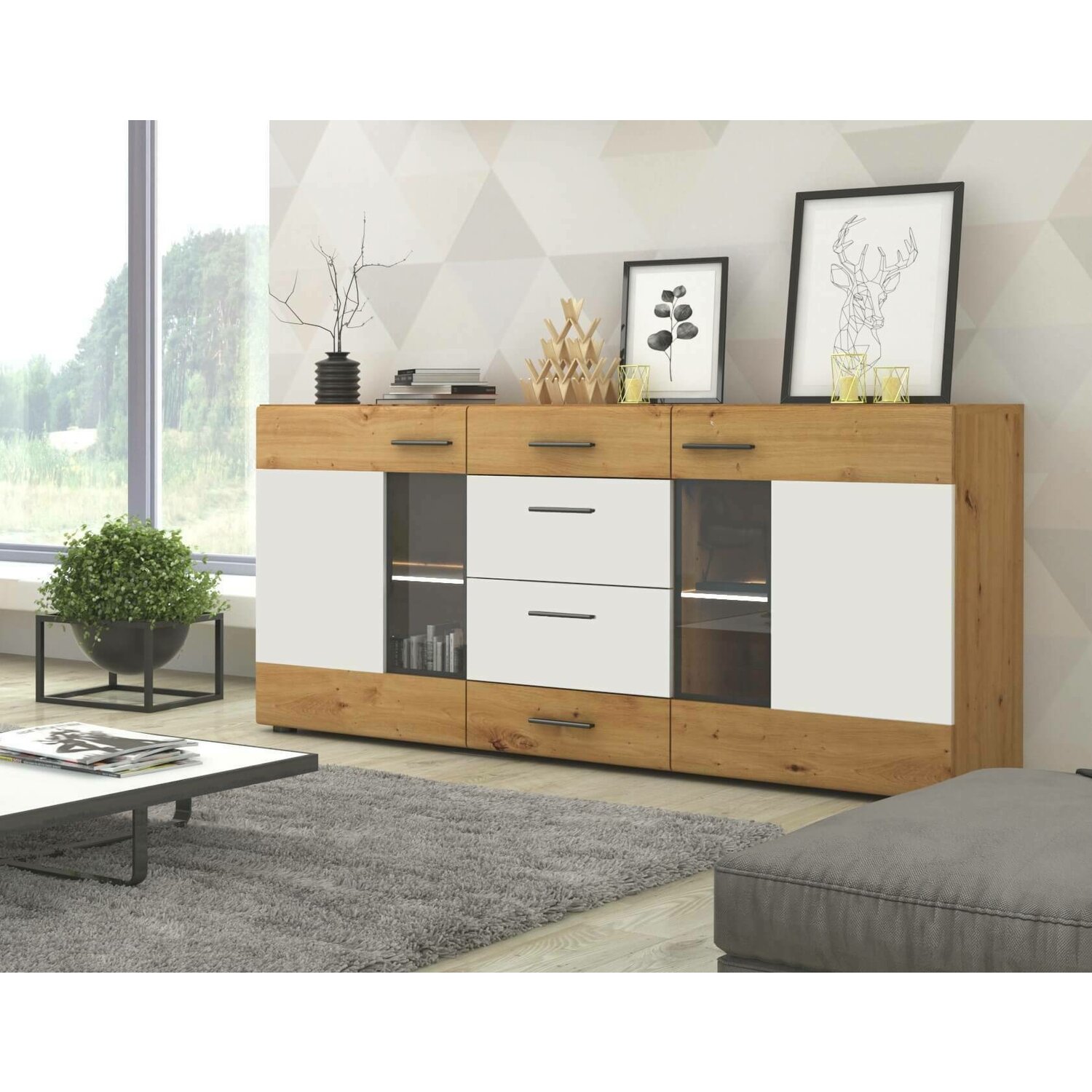 Comoda tango stejar artizan/alb