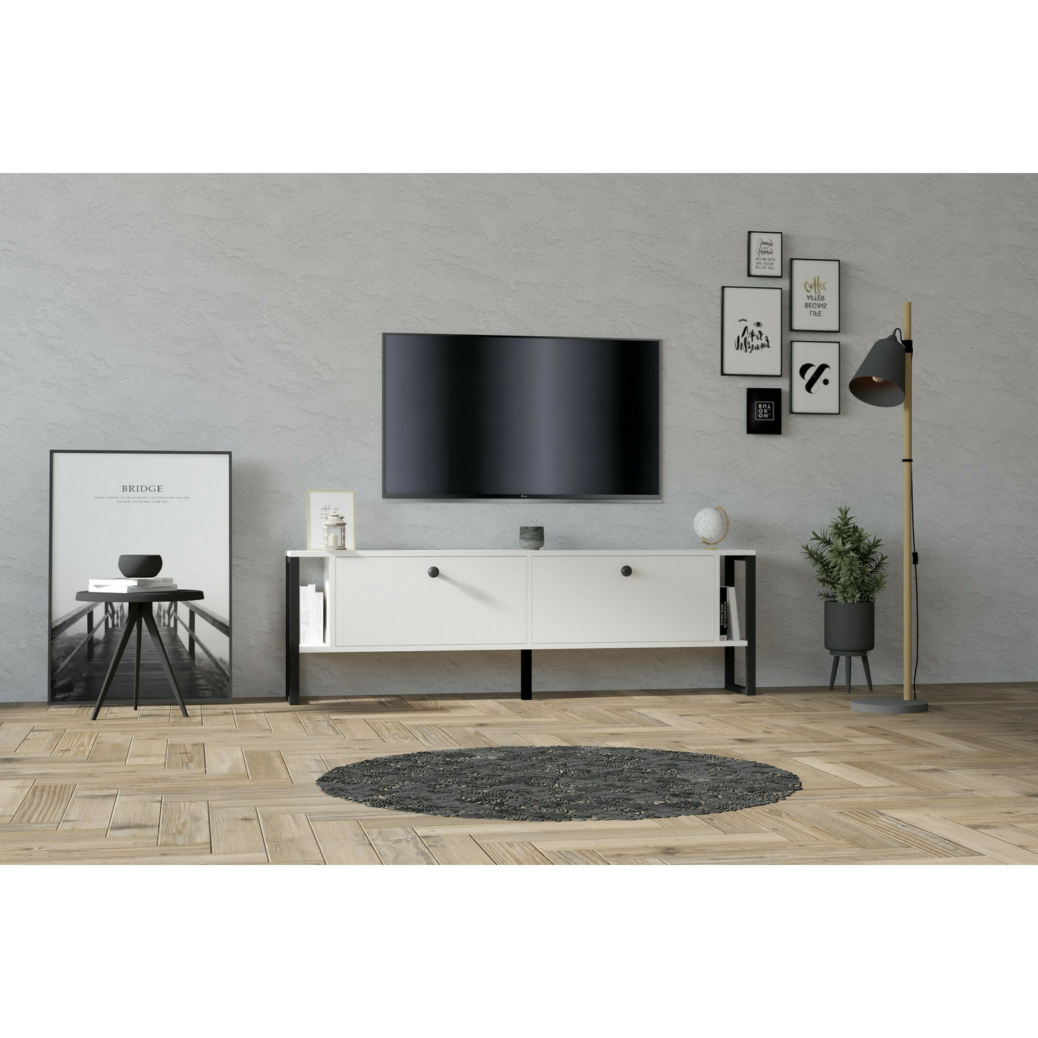 Comoda tv ahu, 160x24.5x50.4 cm - alba