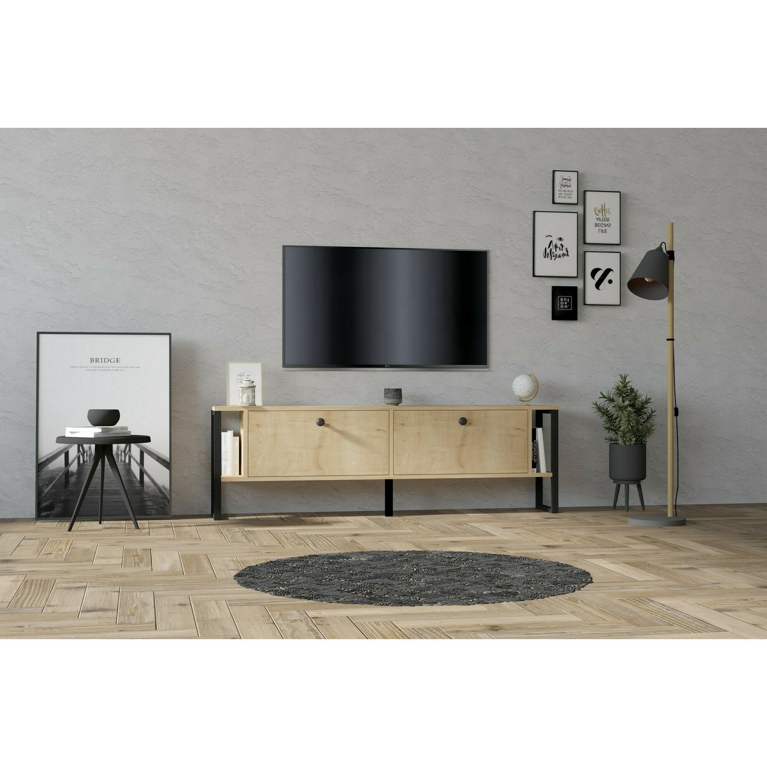 Comoda tv ahu, 160x24.5x50.4 cm - stejar sapphire
