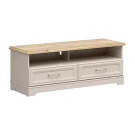 Comoda TV Flandra, 124x47x44 h cm, Pal Melaminat/MDF Casmir/Stejar Mauvella
