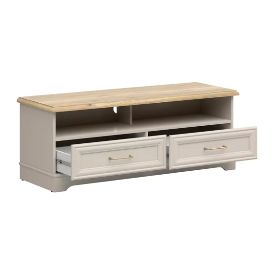 Comoda TV Flandra, 124x47x44 h cm, Pal Melaminat/MDF Casmir/Stejar Mauvella picture - 3