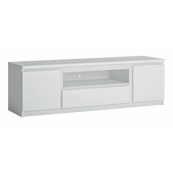 Comoda TV Fribo FRIF01, 2 Usi + Sertar, 165.4x45x51.1 h cm, Pal Melaminat, Alb Alpin picture - 1