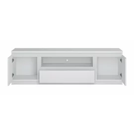 Comoda TV Fribo FRIF01, 2 Usi + Sertar, 165.4x45x51.1 h cm, Pal Melaminat, Alb Alpin