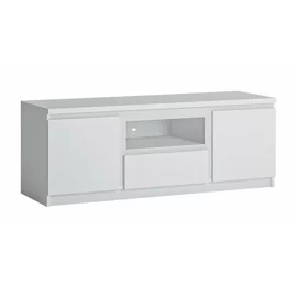 Comoda TV Fribo FRIF02, 2 Usi + Sertar, 135.4x45x51.1 h cm, Pal Melaminat, Alb Alpin