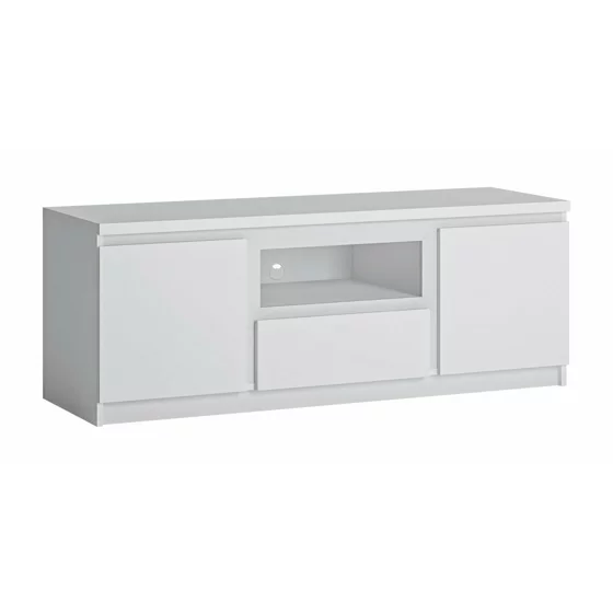 Comoda TV Fribo FRIF02, 2 Usi + Sertar, 135.4x45x51.1 h cm, Pal Melaminat, Alb Alpin picture - 1