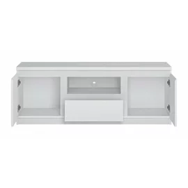 Comoda TV Fribo FRIF02, 2 Usi + Sertar, 135.4x45x51.1 h cm, Pal Melaminat, Alb Alpin