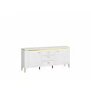 Comoda TV Lazio LAZF01, 2 Usi + 3 Sertare, 155.3x40x70 h cm, Pal Melaminat/MDF, Alb Alpin/Alb Lucios picture - 1