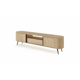 Comoda TV, Lovi 196-2D1S, 196x40.2x51.2 h cm, Front Riflaj, Natur