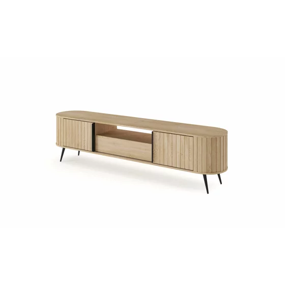 Comoda TV, Lovi 196-2D1S, 196x40.2x51.2 h cm, Front Riflaj, Natur picture - 1