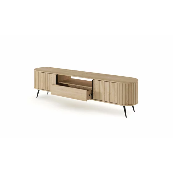 Comoda TV, Lovi 196-2D1S, 196x40.2x51.2 h cm, Front Riflaj, Natur picture - 6