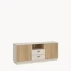 Comoda TV Mosano, 2 Usi si 2 Sertare, LUSF101, 150x40x70 h cm, MDF cu Riflaj, Stejar Cremona/Casmir picture - 1