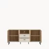 Comoda TV Mosano, 2 Usi si 2 Sertare, LUSF101, 150x40x70 h cm, MDF cu Riflaj, Stejar Cremona/Casmir picture - 2