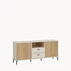 Comoda TV Mosano, 2 Usi si 2 Sertare, LUSF101, 150x40x70 h cm, MDF cu Riflaj, Stejar Cremona/Casmir picture - 3