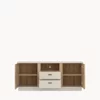 Comoda TV Mosano, 2 Usi si 2 Sertare, LUSF101, 150x40x70 h cm, MDF cu Riflaj, Stejar Cremona/Casmir picture - 4