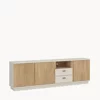 Comoda TV Mosano, 3 Usi si 2 Sertare, LUSF102, 200x40x70 h cm, MDF cu Riflaj, Stejar Cremona/Casmir picture - 1