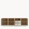 Comoda TV Mosano, 3 Usi si 2 Sertare, LUSF102, 200x40x70 h cm, MDF cu Riflaj, Stejar Cremona/Casmir picture - 2