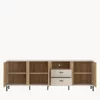 Comoda TV Mosano, 3 Usi si 2 Sertare, LUSF102, 200x40x70 h cm, MDF cu Riflaj, Stejar Cremona/Casmir picture - 3