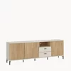 Comoda TV Mosano, 3 Usi si 2 Sertare, LUSF102, 200x40x70 h cm, MDF cu Riflaj, Stejar Cremona/Casmir picture - 4