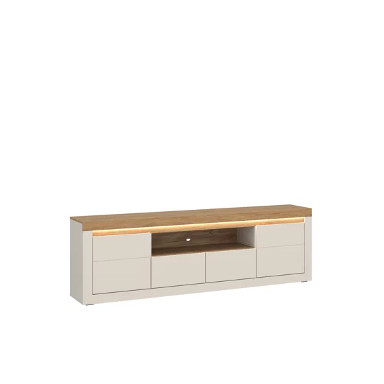 Comoda TV Naxxar NAXF02, 2 Usi + 2 Sertare, 194x39.6x62.5 h cm, Pal Melaminat/PVC, Stejar Piatra/Casmir picture - 1