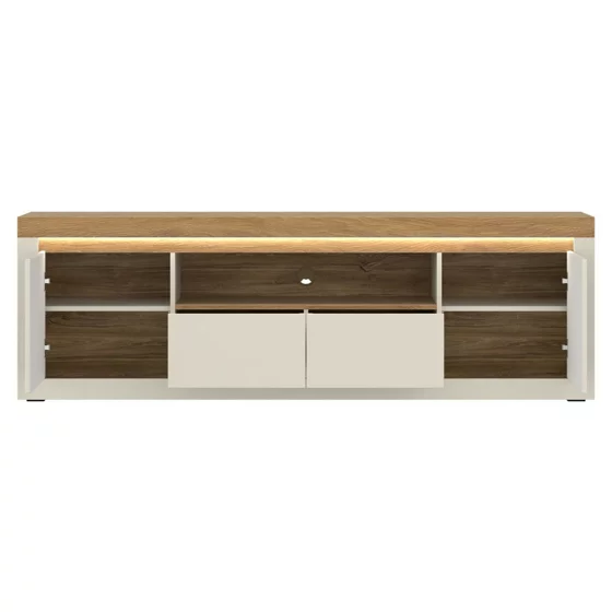 Comoda TV Naxxar NAXF02, 2 Usi + 2 Sertare, 194x39.6x62.5 h cm, Pal Melaminat/PVC, Stejar Piatra/Casmir picture - 2