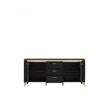 Comoda TV Norica LAZF01, 2 Usi + 3 Sertare, 155.3x40x70 h cm, Pal Melaminat/MDF, Negru/Auriu picture - 2