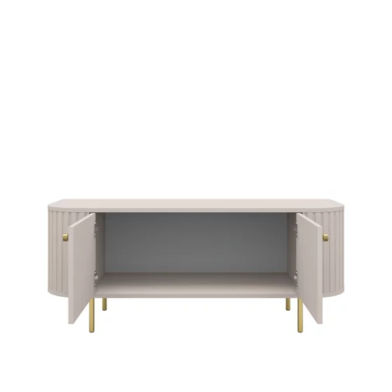 Comoda TV Ovalio 2 Sertare, TYP 302,  123x42.3x50 h cm, Pal Melaminat/MDF, Beige Nisip picture - 3