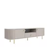Comoda TV Ovalio 2 Usi + Sertar, TYP 321,  180x42.3x50 h cm, Pal Melaminat/MDF, Beige Nisip picture - 5