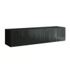 Comoda TV Suspendata Joy, 150x38x35 cm, Pal Melaminat, Front MDF cu Riflaj, Negru Lucios picture - 1