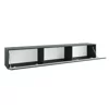 Comoda TV Suspendata Joy, 200x38x35 cm, Pal Melaminat, Front MDF cu Riflaj, Negru Lucios picture - 2